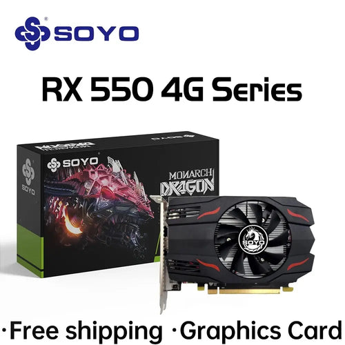 SOYO Graphics Card AMD GPU Radeon RX 550 4G GDDR5 128Bit 14nm Computer